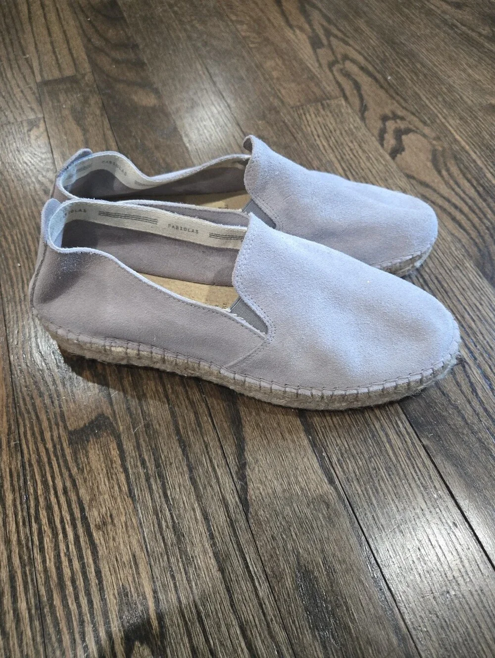 Fabiolas Gray Suede Leather Espadrille Slip On Loafers Shoes Size 40
